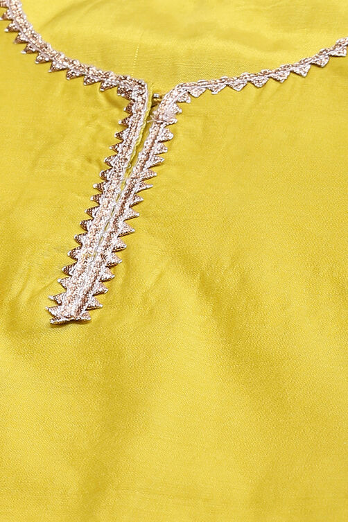 Yellow Art Silk Straight Kurta Set image number 1