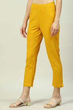 Mustard Cotton Narrow Pant image number 1