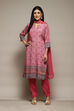 Pink Viscose Straight Kurta Slim Pant Suit Set image number 7