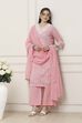 Pink Cotton Straight Suit Set