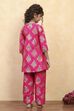 Fuchsia Art Silk Flared Kurta Pants Set image number 4