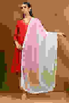 Off White Polyester Dupatta image number 4