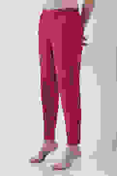 Magenta Cotton Solid Fitted Pants image number 2