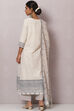 Off White Cotton Straight Kurta Palazzo Suit Set image number 4