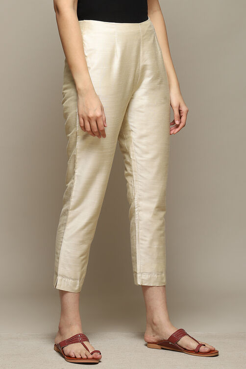 Beige Viscose Narrow Pant image number 4