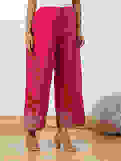 Pink Jacquard Solid Straight Palazzo Pants image number 3