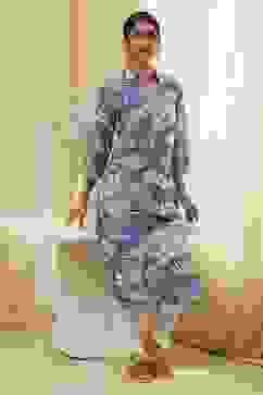 Blue Pure Cotton Floral Straight Kurta image number 0