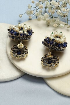 Navy Blue Brass earrings image number 2