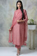 Onion Pink Cotton Silk Straight Kurta Pant Suit Set image number 0