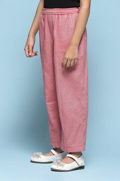 Peach Cotton Solid Pants image number 2