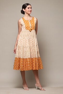 Orange Cotton Tiered Dress image number 3