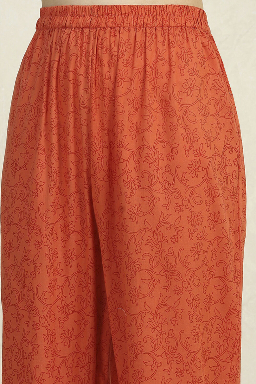 Orange Cotton Printed Embroidered Unstitched Suit Set image number 3