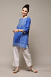 Royal Blue LIVA Straight Printed Kurti