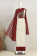 Off-White-Red Flex Hand Block Print Unstitched Suit Set image number 4