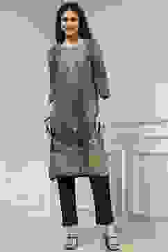 Blue Cotton Printed Straight Kurta image number 5