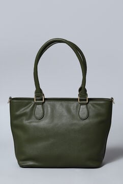 Olive Pu Leather Tote Bag image number 3