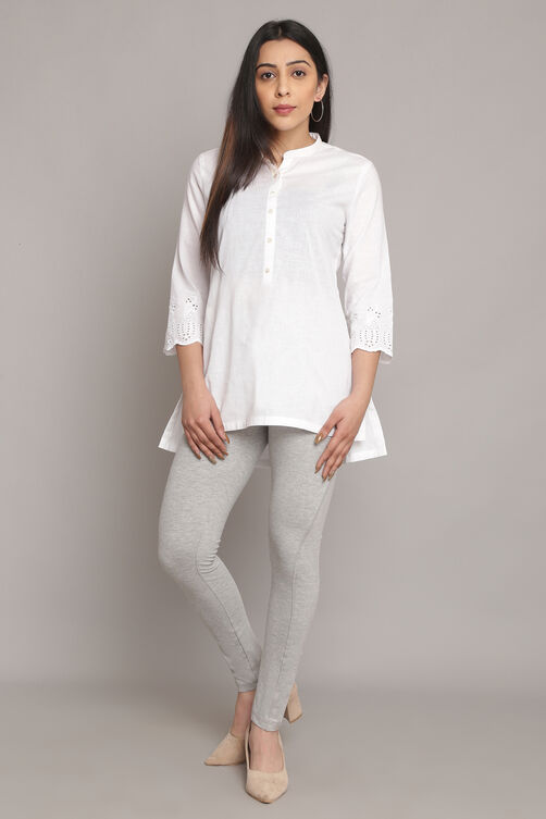 Buy Light Grey Knitted Cotton Blend Leggings (Leggings) for INR599.00
