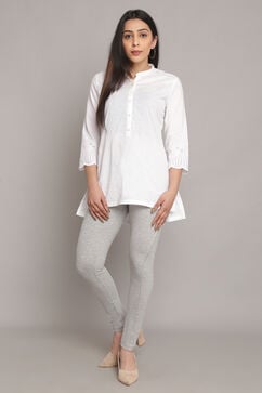 Light Grey Knitted Cotton Blend Leggings image number 5