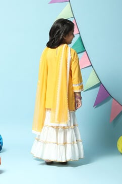 Yellow Cotton Straight Kurta Sharara Suit Set image number 4
