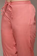 Light Coral Cotton Straight Kurta Pants Suit Set image number 6