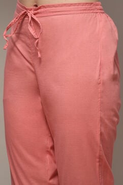 Light Coral Cotton Straight Kurta Pant Suit Set image number 6