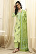 Pink Cotton Screen Print Unstitched Suit Set image number 7
