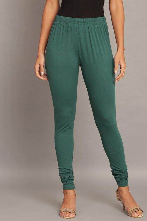 Camel Cotton Blend Solid Churidar image number 2