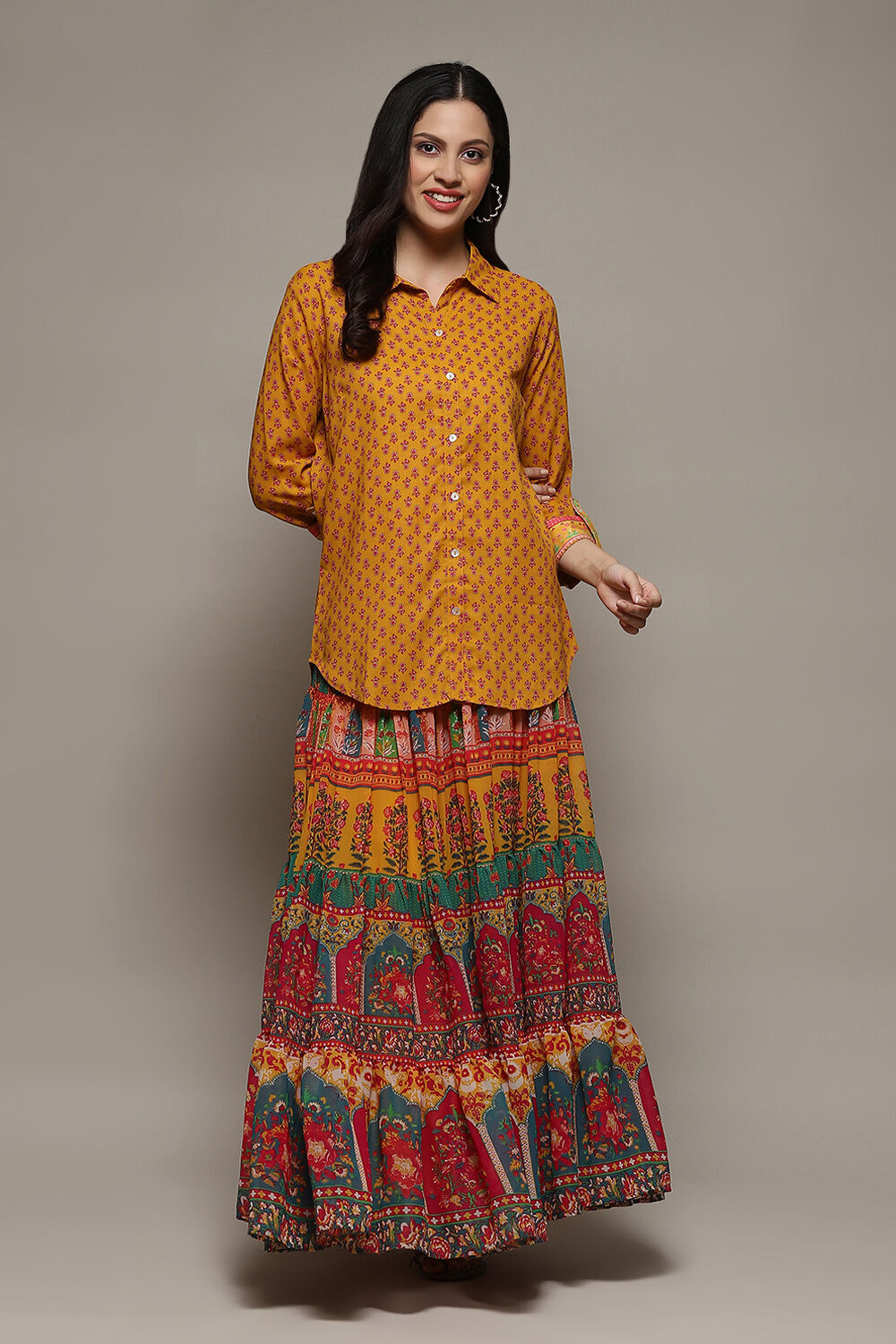 Yellow Rayon Straight Printed 2 Piece Set image number 6