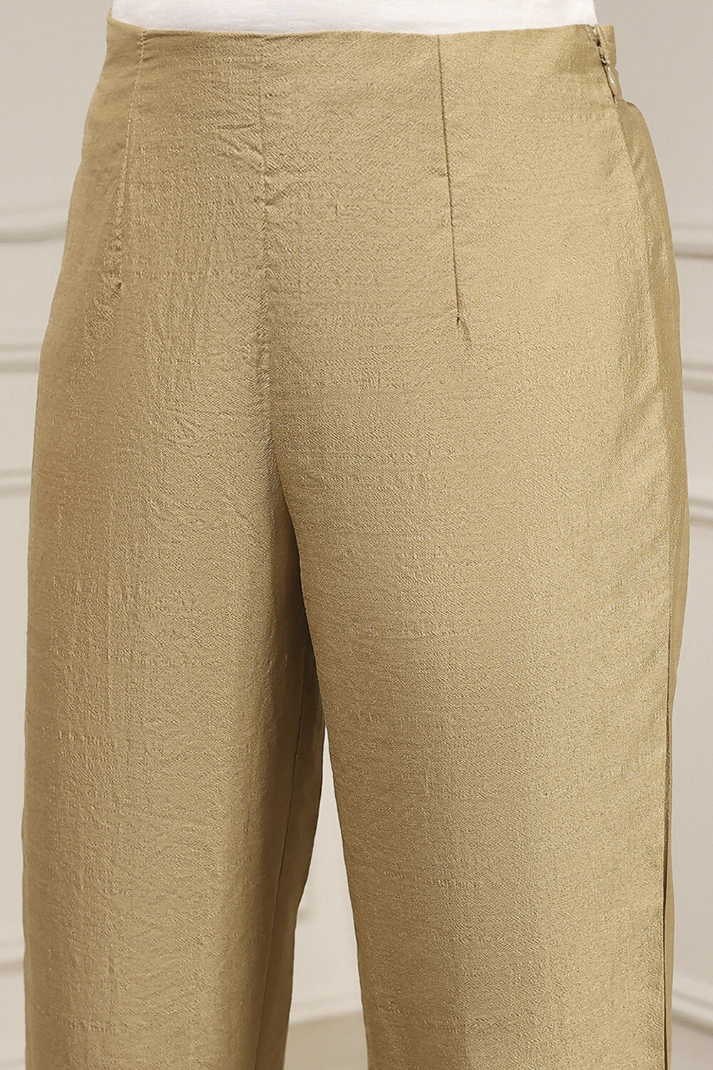 Beige Viscose Rayon Straight Pants image number 1