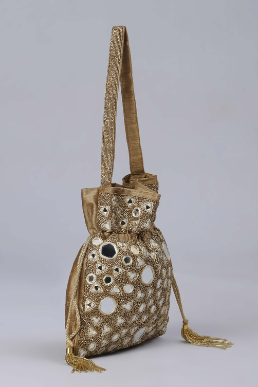 Gold Fabric Potli Bag image number 3