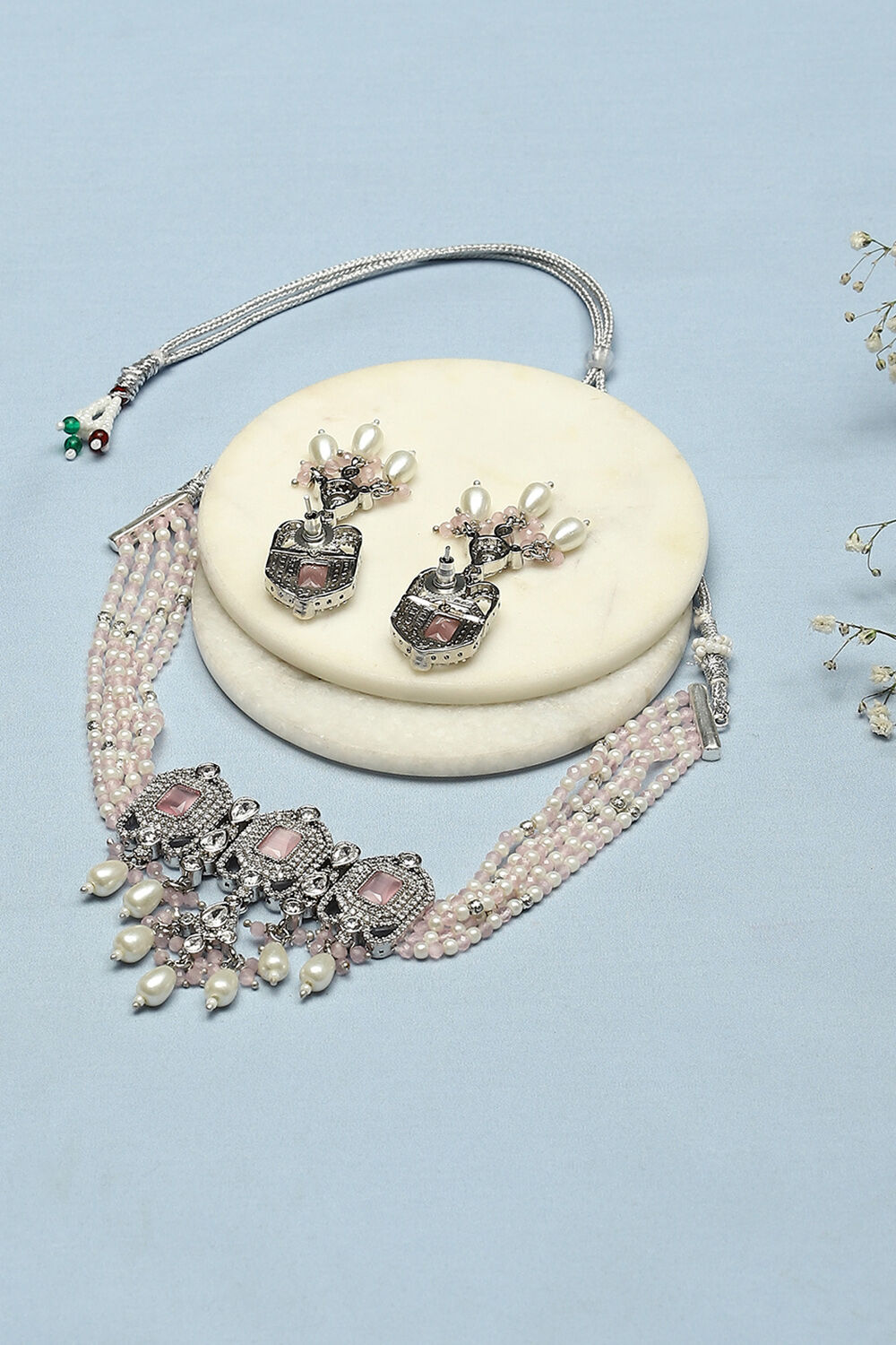 Light Pink Brass Necklace Set image number 2