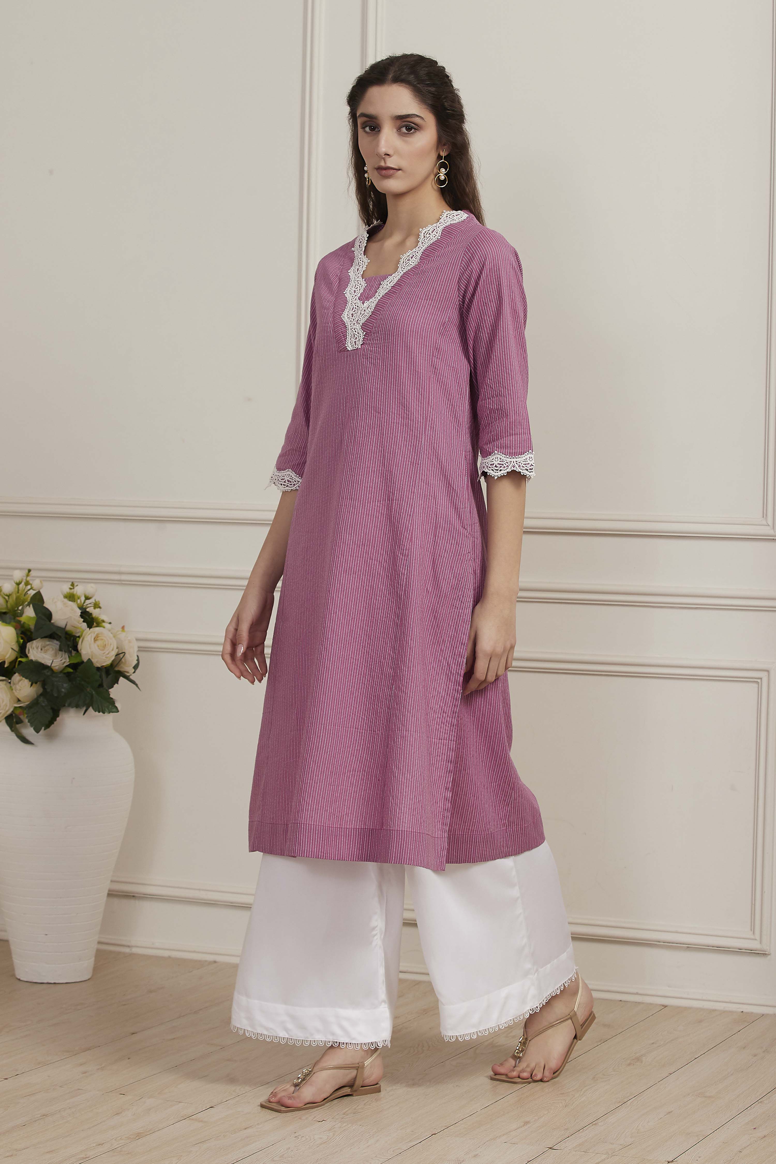 Blue Cotton Straight Kurta image number 2