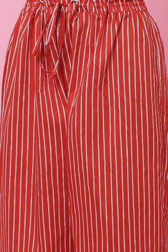 Red Cotton Straight Kurta Palazzo Suit Set image number 2