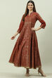 Black Cotton Flared Printed Dress image number 5