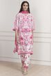 Pink and White Printed Straight Suit Set image number 6