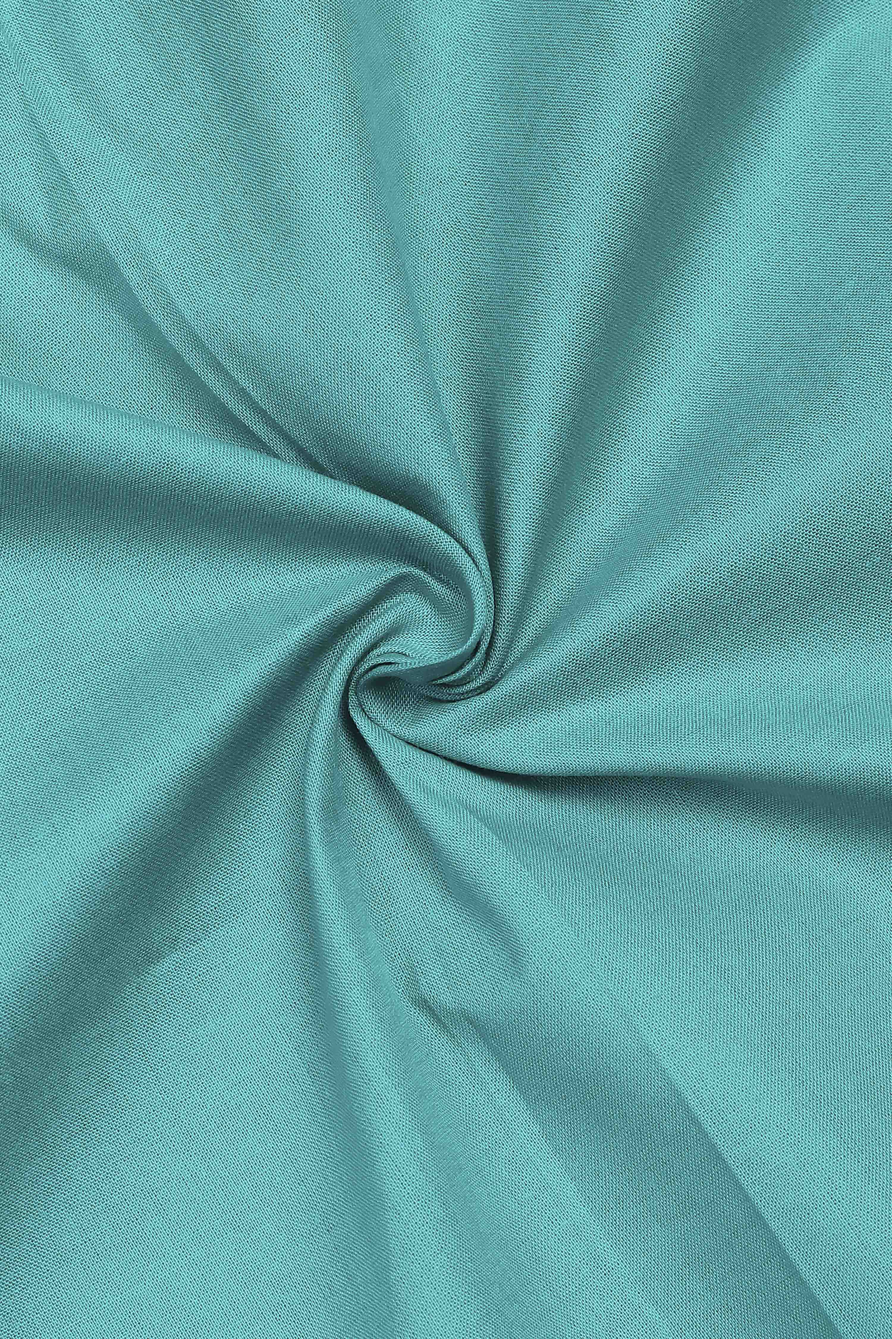 Teal Cotton Printed Embroidered Unstitched Suit Set image number 2