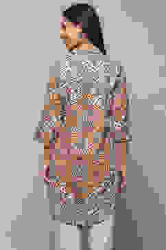 Yellow Rayon Floral Printed Straight Kurti image number 3