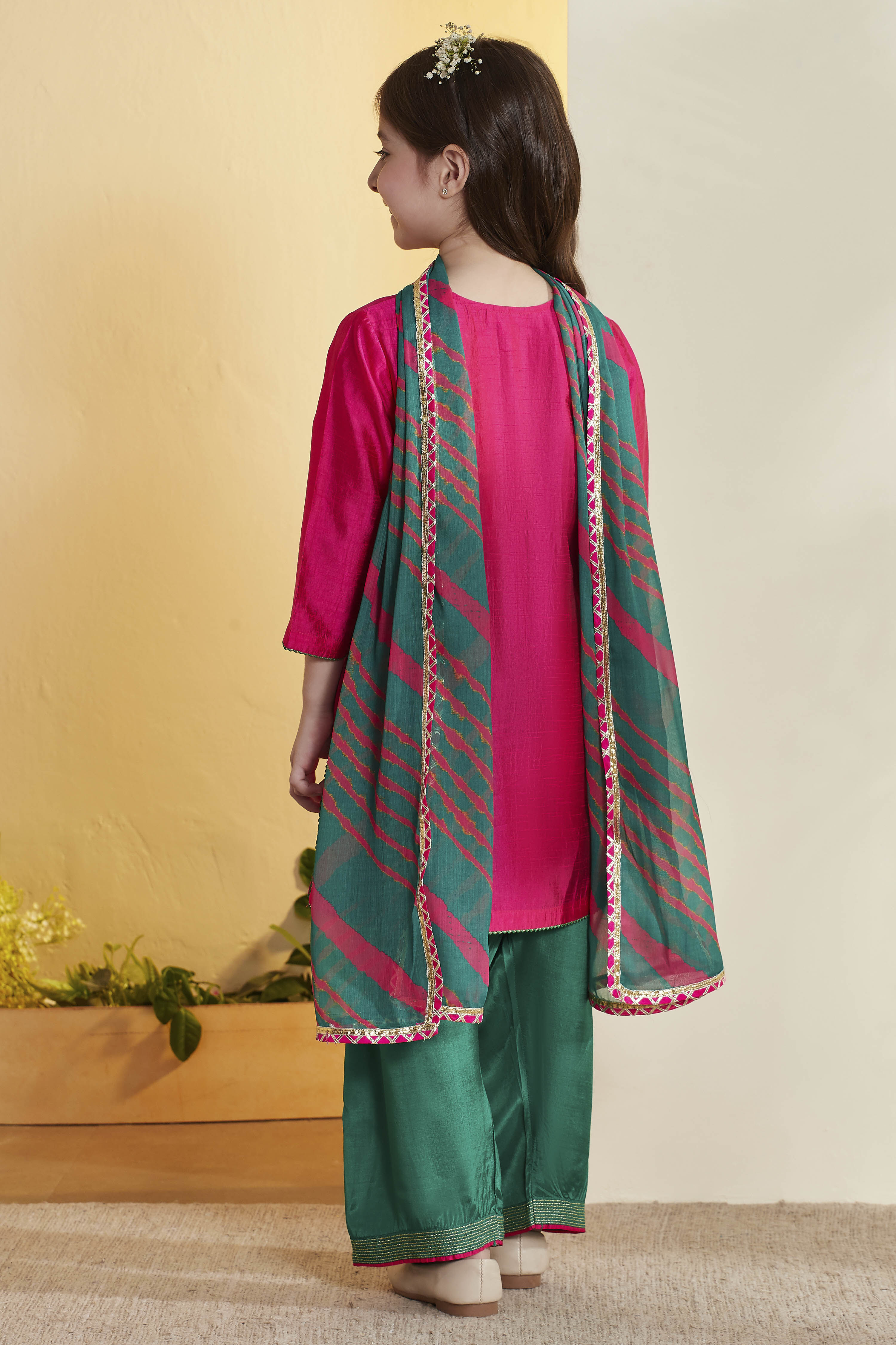 Pink Viscose Blend Straight Suit Set image number 5