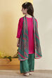 Pink Viscose Blend Straight Suit Set image number 5