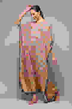 Beige Rayon Printed Kaftan image number 2