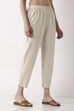 Light Beige Cotton Narrow Pants image number 3