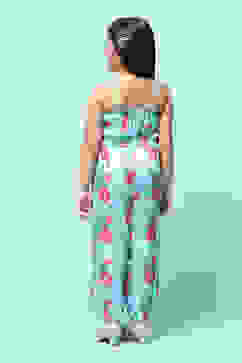 Blue Cotton Straight Printed Jumpsuit image number 3