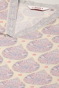 Off White Cotton Straight Printed Kurta image number 1