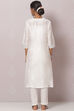 White Straight Nylon Viscose Kurta image number 4