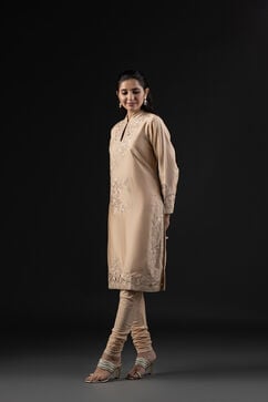 Rohit Bal Beige Cotton Silk Anarkali Printed Suit Set image number 4