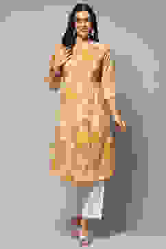 Yellow Cotton Straight Kurta image number 5