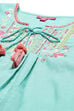 Turquoise Flared Cotton Flax Dress image number 1
