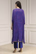 Purple Viscose Straight Printed Fusion Set image number 4