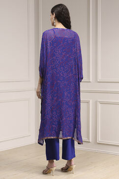 Purple Viscose Straight Printed Fusion Set image number 4
