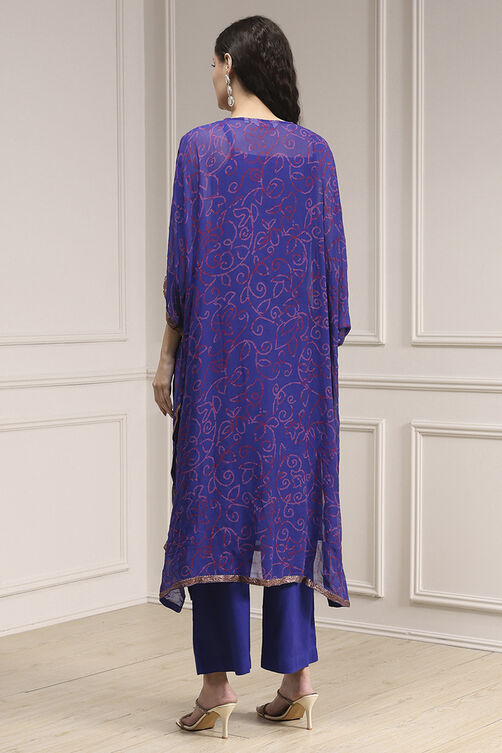 Purple Viscose Straight Printed Fusion Set image number 4